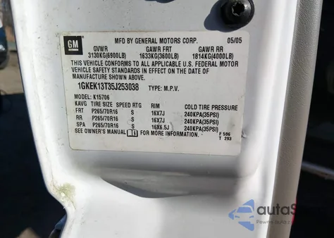 2005 GMC Yukon Sle z USA, uszkodzony, nr VIN 1GKEK13T35J253038